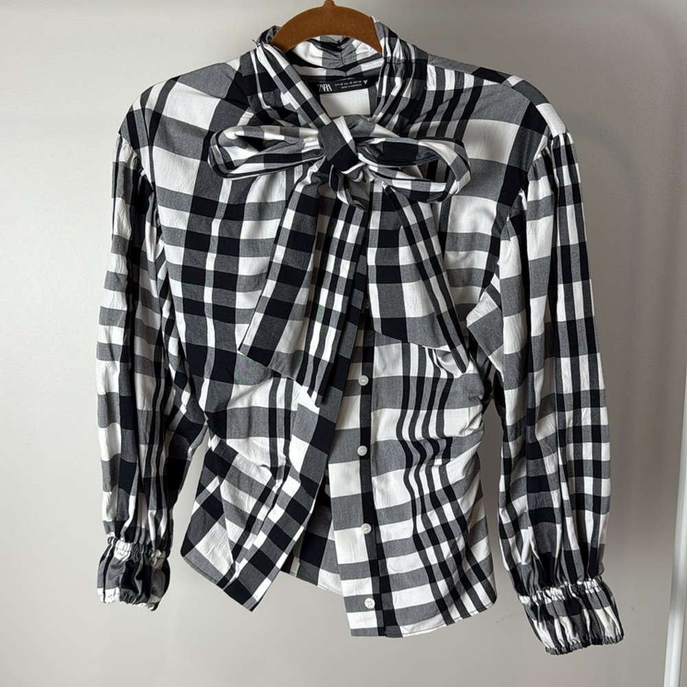 Zara Gingham Ruched Top(XS)